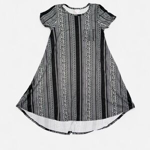 LulaRoe “Carly” Black and Grey Striped Sundress